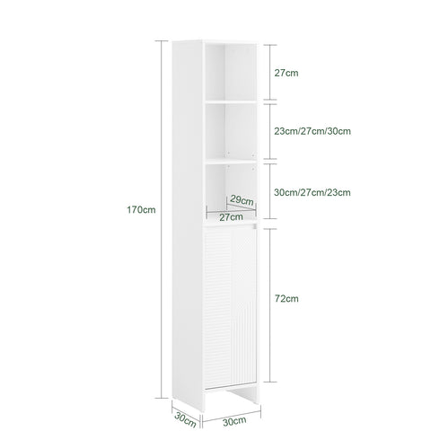 SoBuy BZR158-W Hoge kast, badkamerkast, met waszak, badkamerkast, badkamermeubel, wit, B x D, ca. 30 x 170 x 30 cm