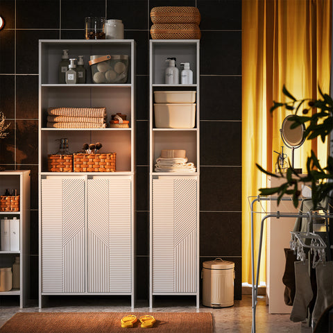 SoBuy BZR158-W Hoge kast, badkamerkast, met waszak, badkamerkast, badkamermeubel, wit, B x D, ca. 30 x 170 x 30 cm