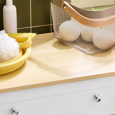SoBuy FRG238-WN Badcommode met een lade en deuren, commode badkamermeubel dressoir gangkast, wit natuur BHT ca. 60 x 88 x 35 cm